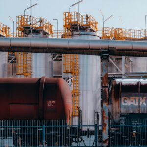 Oil train carriages near petrol refinery in Trzebinia, Poland.